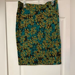 LuLaRoe Teal and Yellow Floral Pencil Skirt